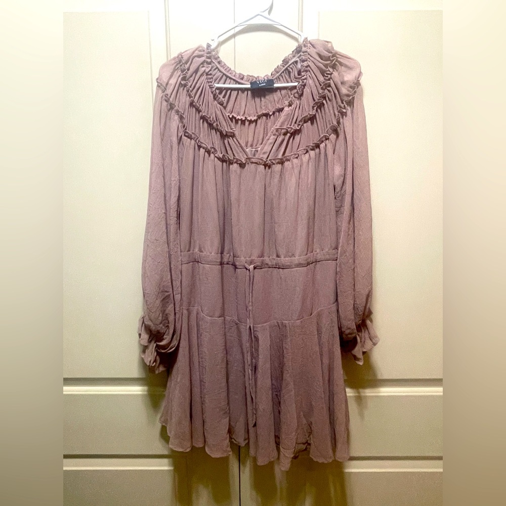 Blush pink dress. Can be off shoulder. boho/ western style mini